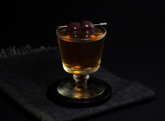 Black Manhattan cocktail photo